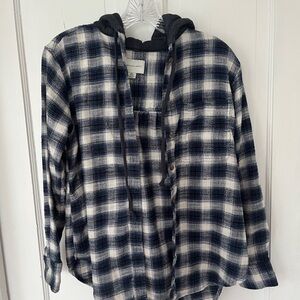 American Eagle Outfitters Black and White Plaid Hoodie